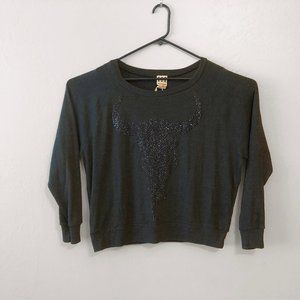 Haute Hippie Cow Skull Embellished Sweatshirt - S